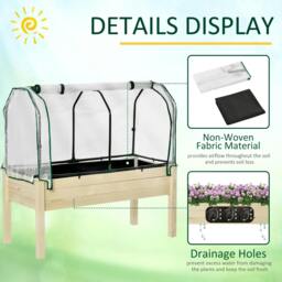 Rackhams Raised Garden Bed Outdoor Elevated Wood Planter Box w/ PE Cover, Natural - thumbnail 4