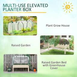 Rackhams Raised Garden Bed Outdoor Elevated Wood Planter Box w/ PE Cover, Natural - thumbnail 5