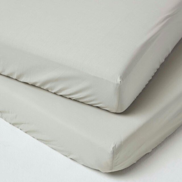 Rackhams Cotton Fitted Cot Sheets 200 Thread Count, 2 Pack - Grey - image 1