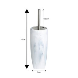 Rackhams Octavia White Marble & Chrome Toilet Brush & Holder - thumbnail 2