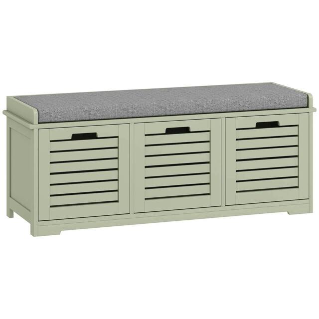 Rackhams 3-Drawer Shoe Storage Bench - Green