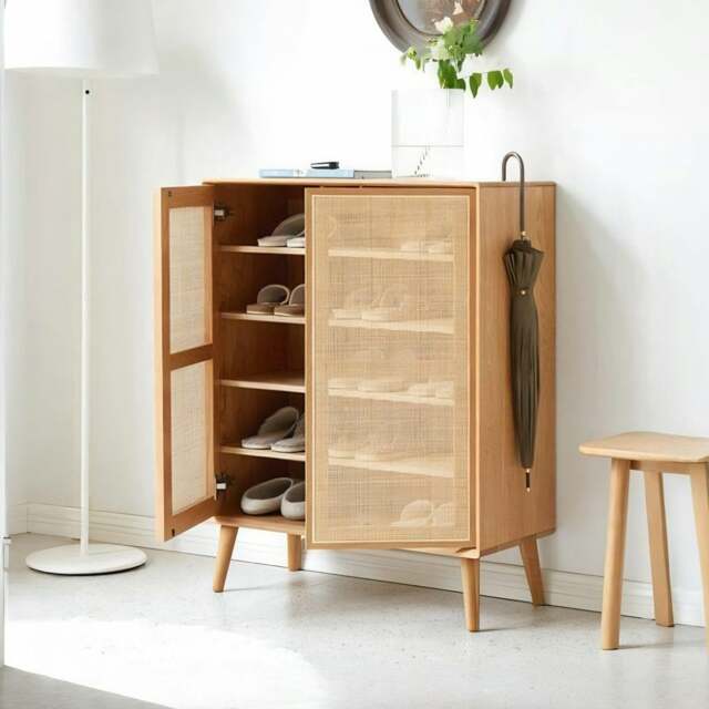 Rackhams Hans Rattan Shoe Storage Cabinet, Oak - image 1