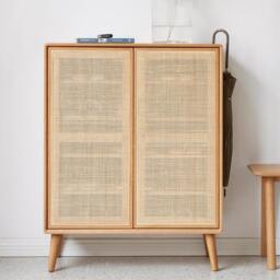Rackhams Hans Rattan Shoe Storage Cabinet, Oak - thumbnail 5