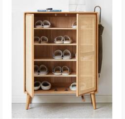 Rackhams Hans Rattan Shoe Storage Cabinet, Oak - thumbnail 6