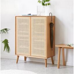 Rackhams Hans Rattan Shoe Storage Cabinet, Oak - thumbnail 4