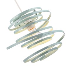 Rackhams Contemporary Duck Egg Gloss Metal Double Ribbon Spiral Swirl Ceiling Pendant - thumbnail 4