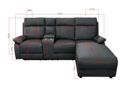 Rackhams Sorento Recline Left Hand Corner Leather 3 Seater Sofa in Black or Grey - Grey - thumbnail 6