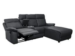 Rackhams Sorento Recline Left Hand Corner Leather 3 Seater Sofa in Black or Grey - Grey - thumbnail 5