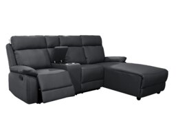 Rackhams Sorento Recline Left Hand Corner Leather 3 Seater Sofa in Black or Grey - Grey - thumbnail 2