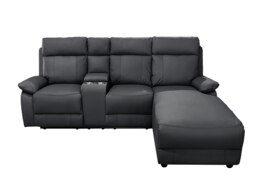 Rackhams Sorento Recline Left Hand Corner Leather 3 Seater Sofa in Black or Grey - Grey