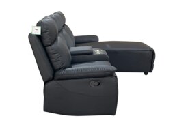 Rackhams Sorento Recline Left Hand Corner Leather 3 Seater Sofa in Black or Grey - Grey - thumbnail 3