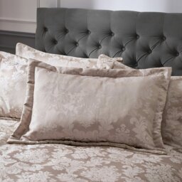 Rackhams Damask Jacquard Quilted Pillow sham Pair - Champagne Gold