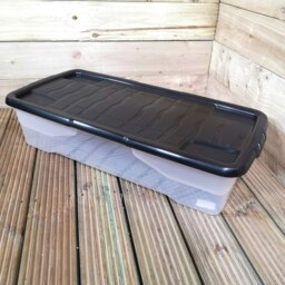Rackhams 8 x 42L Clear Under Bed Storage Box with Black Lid, Stackable and Nestable Design Storage Solution - thumbnail 4