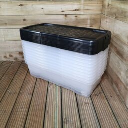 Rackhams 8 x 42L Clear Under Bed Storage Box with Black Lid, Stackable and Nestable Design Storage Solution - thumbnail 2