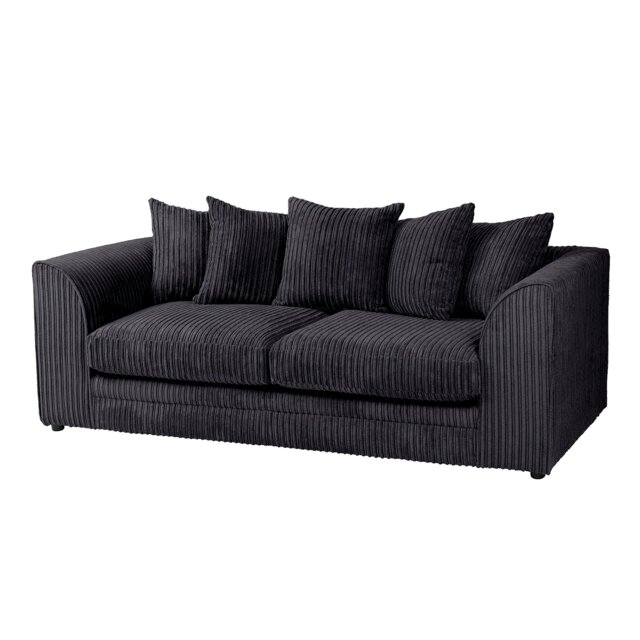 Rackhams Dylan Jumbo Cord 3+2 Seater Fabric Sofa in Black - 3 Seater - image 1