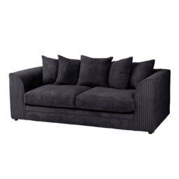 Rackhams Dylan Jumbo Cord 3+2 Seater Fabric Sofa in Black - 3 Seater - thumbnail 1