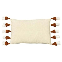 Rackhams Rainbow Tufted Tassel Cushion Cover - Brick Red - One Size - Brick Red - 100% Cotton - thumbnail 3