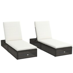 Rackhams Rattan Sun Lounger, Recliner Chair, Adjustable Back, Brown - 194cm x 60cm x 32cm - Brown - 2 - thumbnail 2