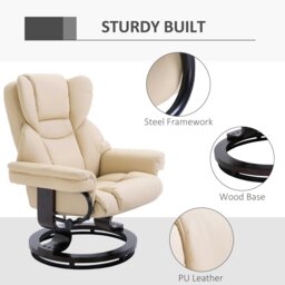 Rackhams PU Leather Manual Reclining Armchair Footstool - Light Grey - PU Leather - thumbnail 6