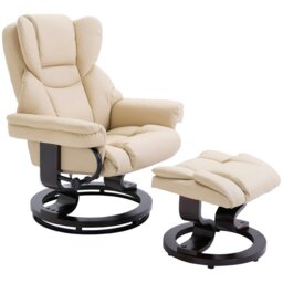 Rackhams PU Leather Manual Reclining Armchair Footstool - Light Grey - PU Leather - thumbnail 3