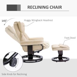 Rackhams PU Leather Manual Reclining Armchair Footstool - Light Grey - PU Leather - thumbnail 5