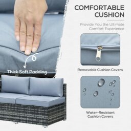 Rackhams 4 Seater Rattan Garden Furniture Sofa Set with Glass Coffee Table - Grey - thumbnail 4