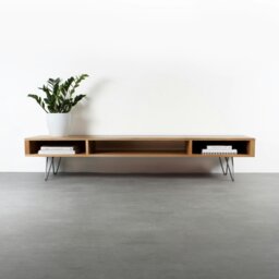 "Rackhams Marston Wide TV Stand on Mid Century Hairpin Legs - 200cm (79"") wide - Walnut - 30cm (12"") high" - thumbnail 2