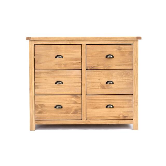 Rackhams Lugo 6 Drawer Chest of Drawers Brass Cup Handle - Light Brown - image 1