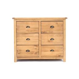 Rackhams Lugo 6 Drawer Chest of Drawers Brass Cup Handle - Light Brown - thumbnail 1