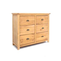 Rackhams Lugo 6 Drawer Chest of Drawers Brass Cup Handle - Light Brown - thumbnail 2
