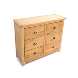 Rackhams Lugo 6 Drawer Chest of Drawers Brass Cup Handle - Light Brown - thumbnail 3