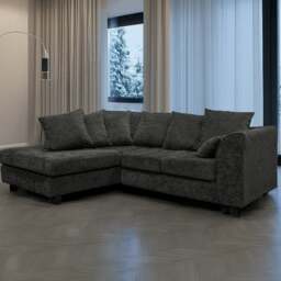 Rackhams Monaco Chenille Fabric 4 Seater L Shaped Corner Sofa - Blue - Right Hand Facing - thumbnail 5