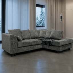 Rackhams Monaco Chenille Fabric 4 Seater L Shaped Corner Sofa - Blue - Right Hand Facing - thumbnail 2