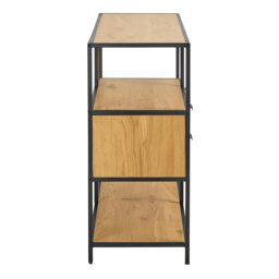 Rackhams Seaford Wide Oak Metal Bookcase 2 Drawers and 3 Shelves in Matt Wild Oak - Brown,Black - Wood - 1 - thumbnail 3