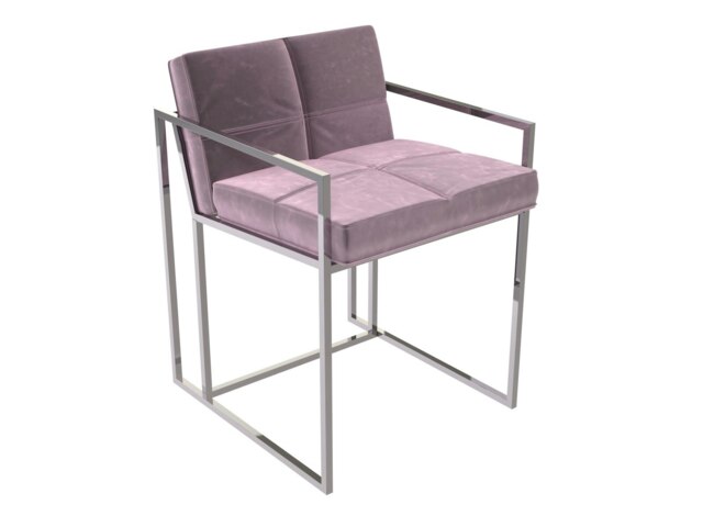 Rackhams Federico Dining Chairs - Chrome (Polished Stainless Steel) - Pink Plush Velvet - image 1