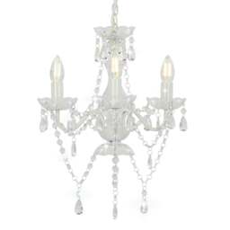 Rackhams Chandelier with Beads White Round 3 x E14