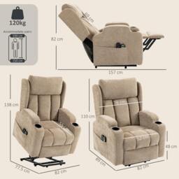 Rackhams Power Recliner Chair w/ Massage and Heat, Electric Lift Chair - Grey - thumbnail 4