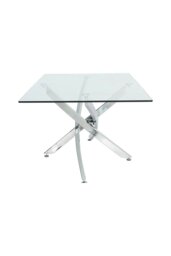 Rackhams Modern Rectangle Clear Tempered Glass Top Coffee Table with Chrome Legs - Clear - thumbnail 6