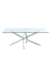 Rackhams Modern Rectangle Clear Tempered Glass Top Coffee Table with Chrome Legs - Clear - thumbnail 5