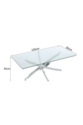 Rackhams Modern Rectangle Clear Tempered Glass Top Coffee Table with Chrome Legs - Clear - thumbnail 4
