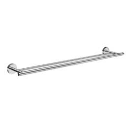"Rackhams Polished Chrome Double Towel Rail 64.8cm/25.5"" Wall Mounted with Concealed Screws Bathroom Towel Holder"