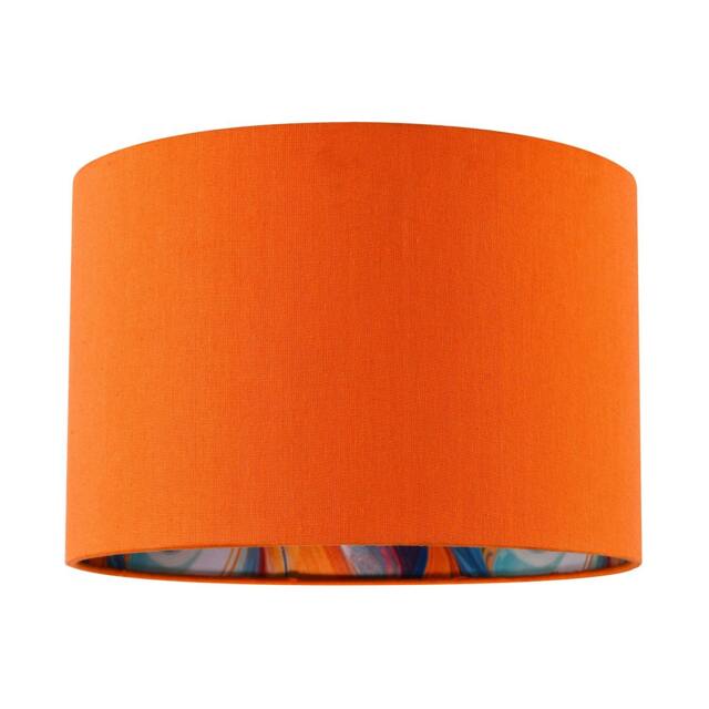Rackhams Orange Linen Fabric Lamp Shade with Inner Multi Colour Marble Design - image 1