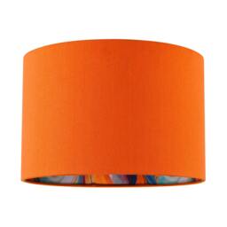 Rackhams Orange Linen Fabric Lamp Shade with Inner Multi Colour Marble Design