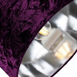 "Rackhams Modern Purple Crushed Velvet 12"" Table/Pendant Lampshade with Shiny Silver Inner" - thumbnail 2