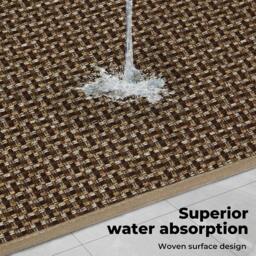 Rackhams Kitchen Mat 2PCS Non Slip Woven Rubber Floor Mat Absorbent Runner Brown - thumbnail 6