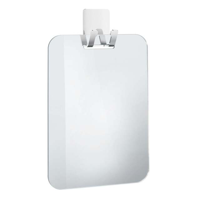 Rackhams Plastic Mirror with Self Adhesive Wall Mounted Hanging Hook Chromed Stainless Steel Bathroom Mirror for Shaving or Makeup - image 1