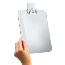 Rackhams Plastic Mirror with Self Adhesive Wall Mounted Hanging Hook Chromed Stainless Steel Bathroom Mirror for Shaving or Makeup - thumbnail 2