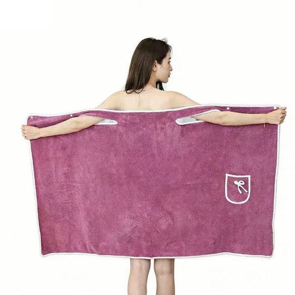 Rackhams Coral Fleece Thickened Bathrobe Blanket & Towel - Burgundy - image 1