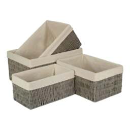 Rackhams White Cotton Paper Rope Storage Basket with White Cotton Lining - Small - thumbnail 2