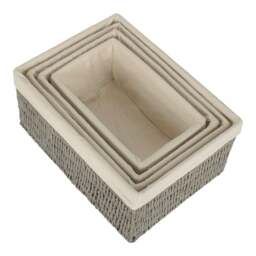 Rackhams White Cotton Paper Rope Storage Basket with White Cotton Lining - Small - thumbnail 4